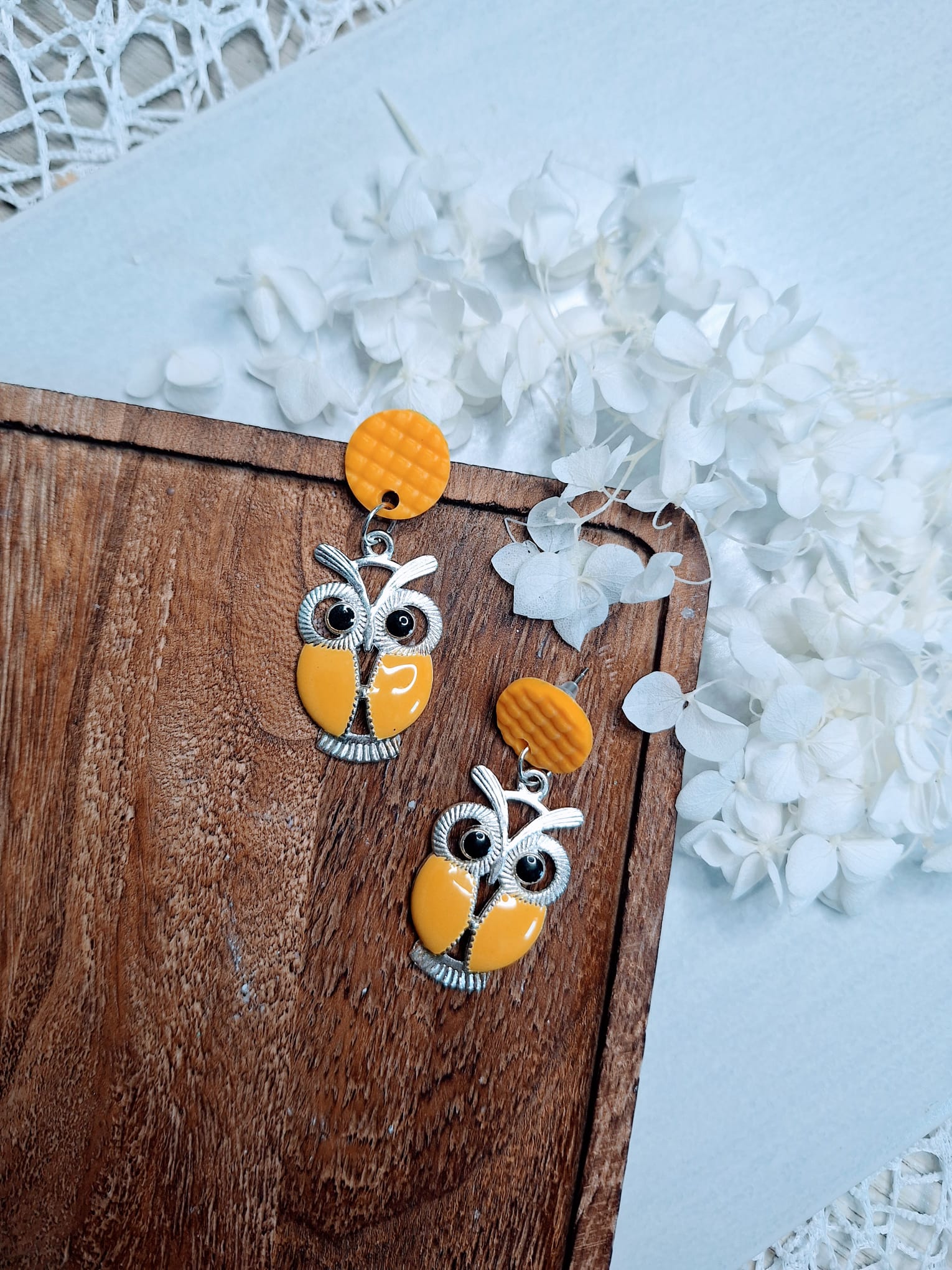 Boucles d&rsquo;oreilles Chouettes Jaunes🦉