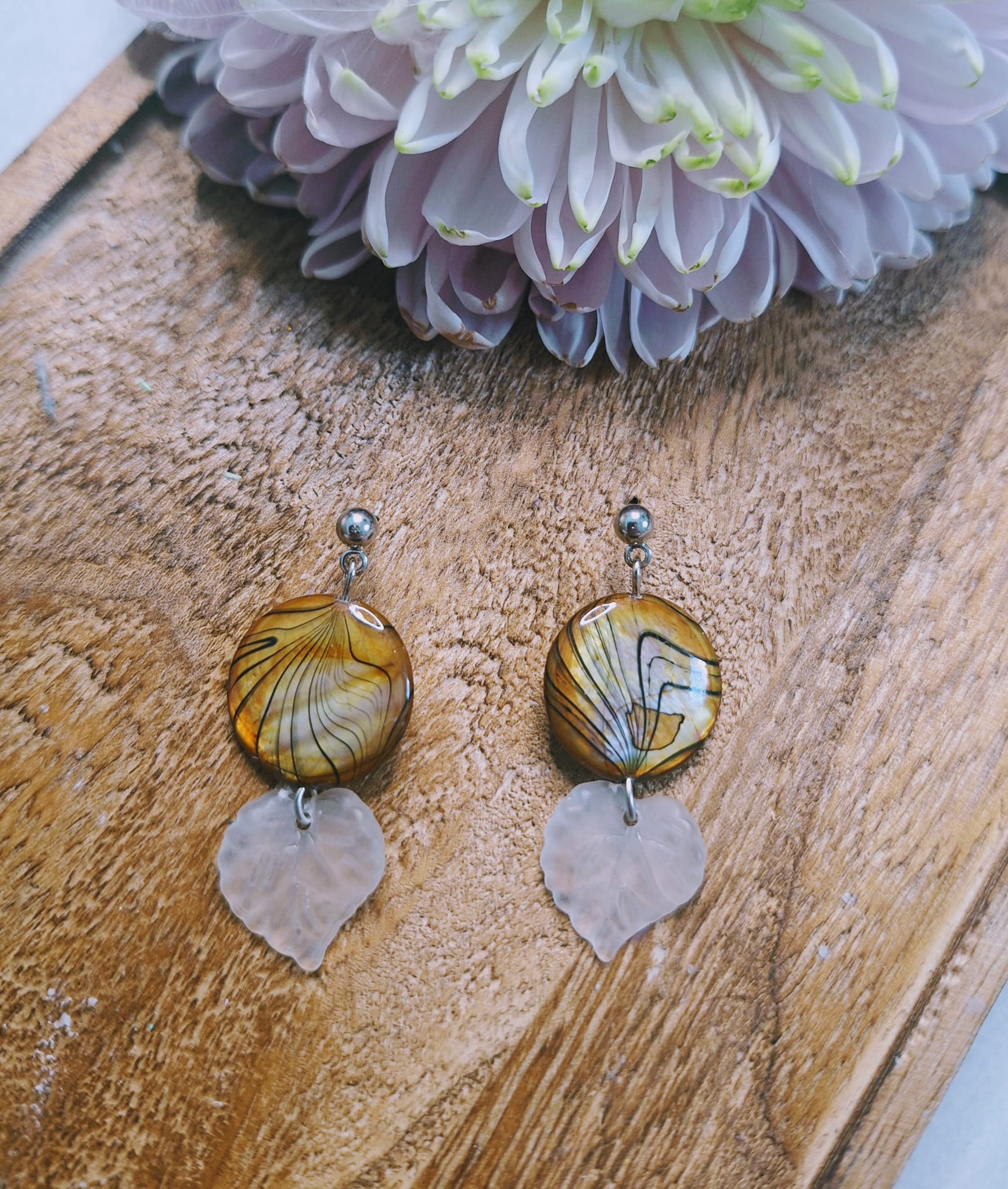 Boucles d&rsquo;oreilles Feuilles transparentes 🍂