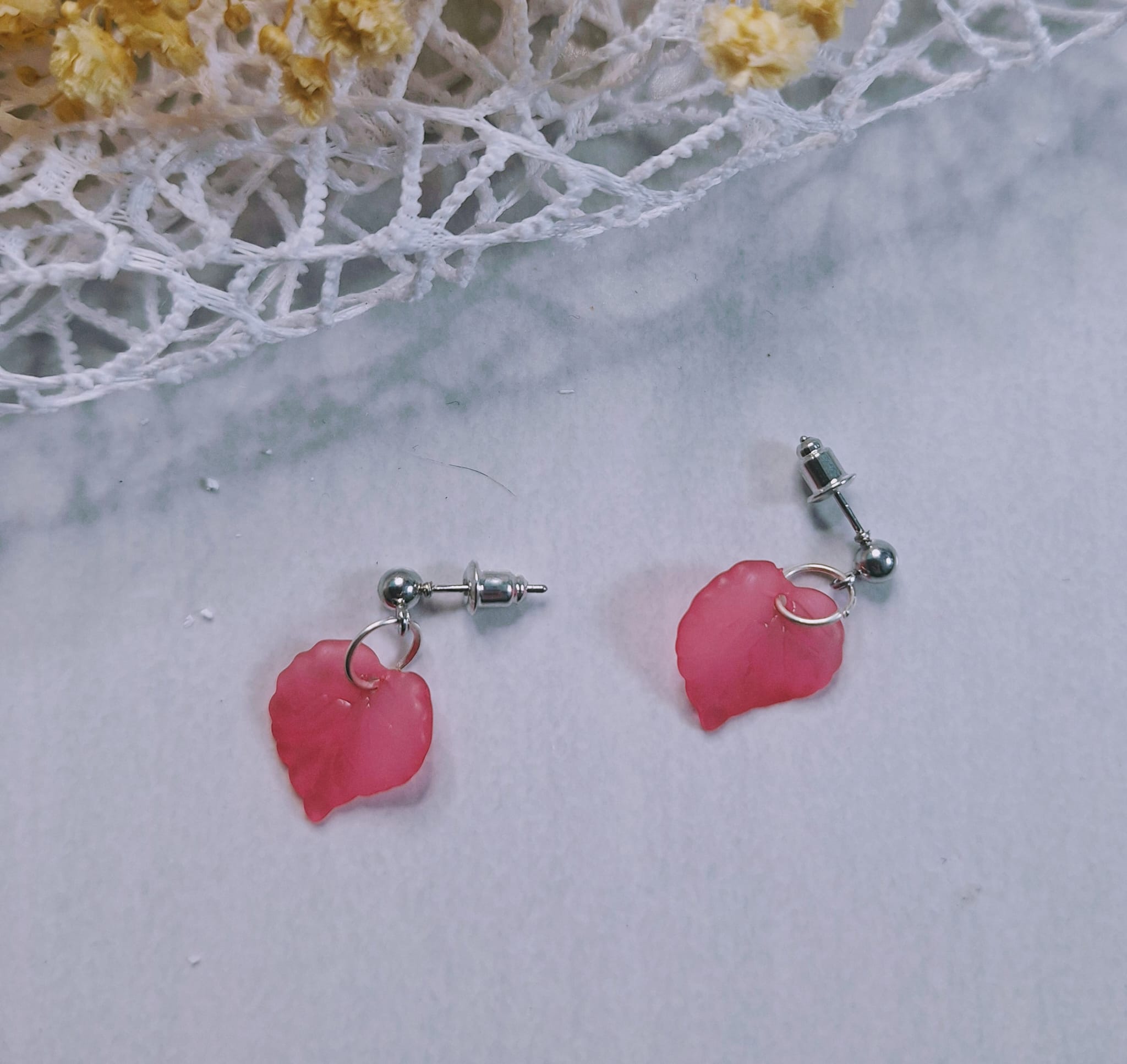 Boucles d&rsquo;oreilles Losange rosé 🔶